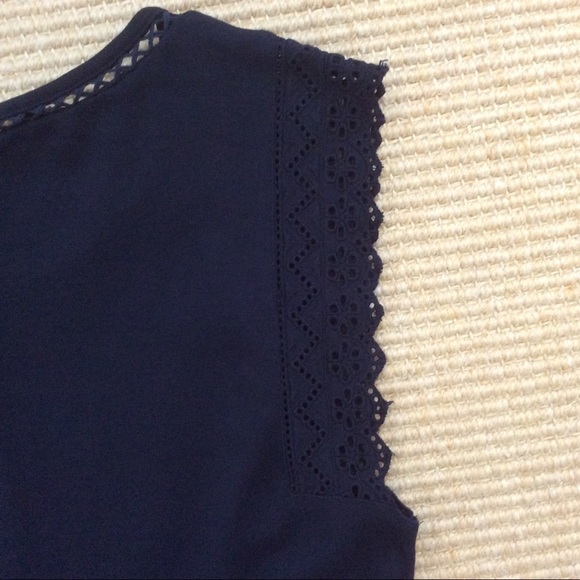 Talbots Navy Dress w/ Eyelet Trim - L - Picture 12 of 13